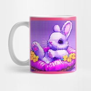 Pixel Bunny Flowers and Basket Mug